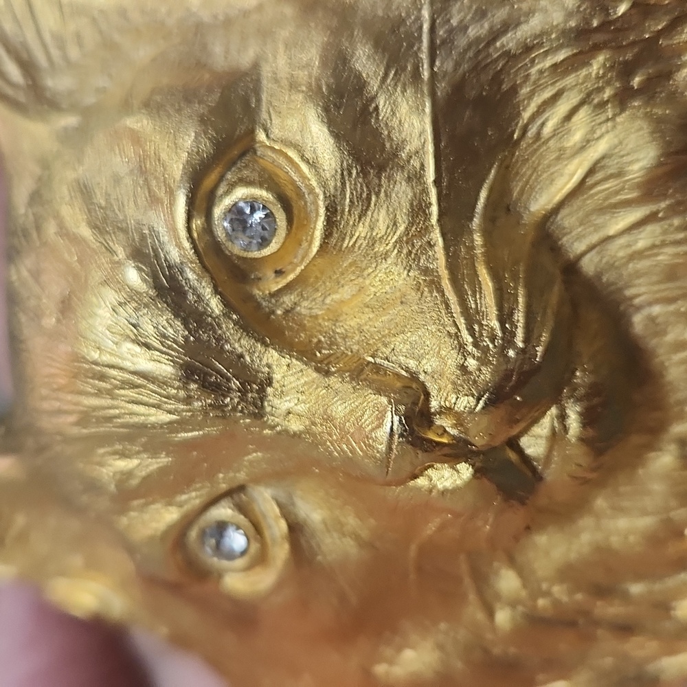 RARE Doreen Ryan 94 Vintage Golden Cat Belt Buckle With Rhinestone Diamond Eyes - Picture 12 of 14